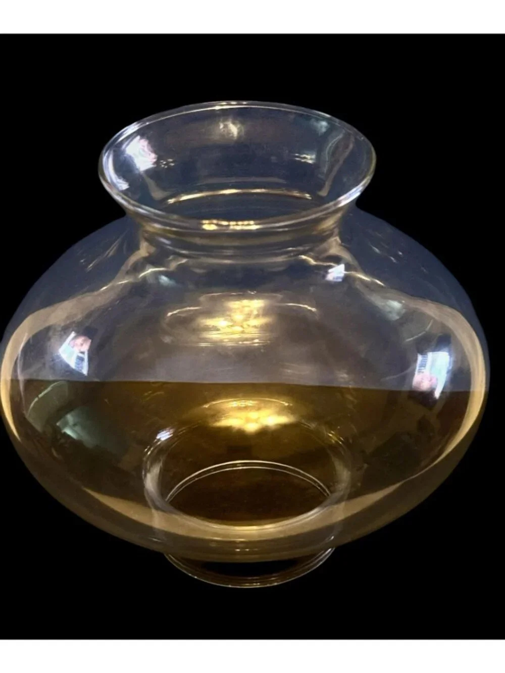 Clear Glass Hurricane Lamp Shade With Flared Top & Round Base
